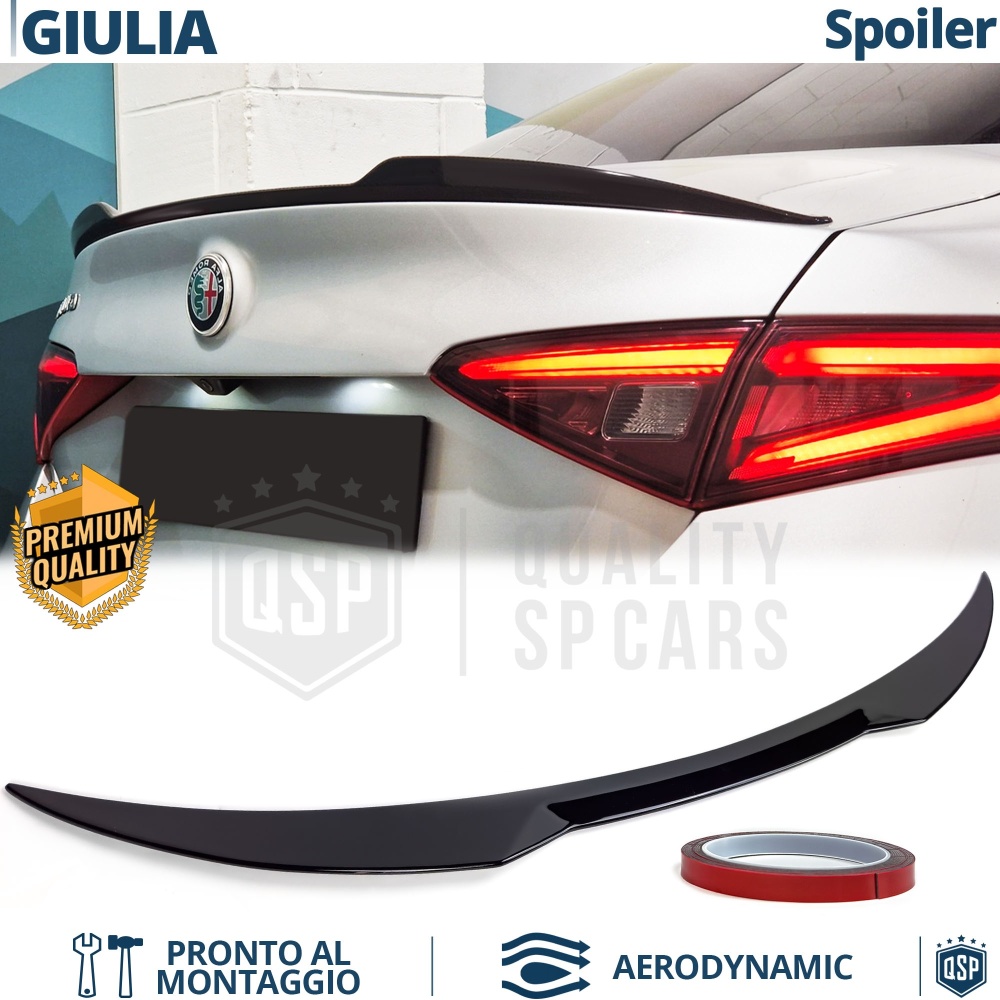 ALERÓN Trasero para Alfa GIULIA, Spoiler Maletero Aerodinámico NEGRO Brillante Tuning