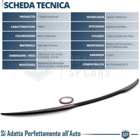 ALERÓN Trasero para Alfa GIULIA, Spoiler Maletero Aerodinámico NEGRO Brillante Tuning