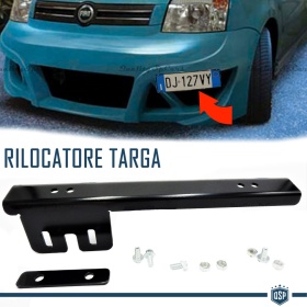 Soporte de Matrícula Delantera para Fiat, Kit de Reubicación Lateral, en Acero Negro Anodizado