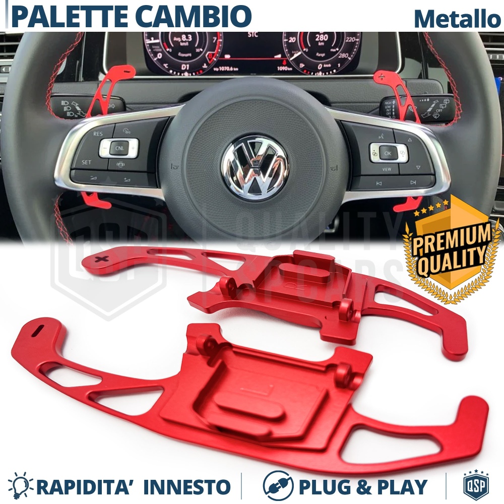 2 Levas de Volante para VOLKSWAGEN | Reemplazo Levas de Cambio de Aluminio Rojo