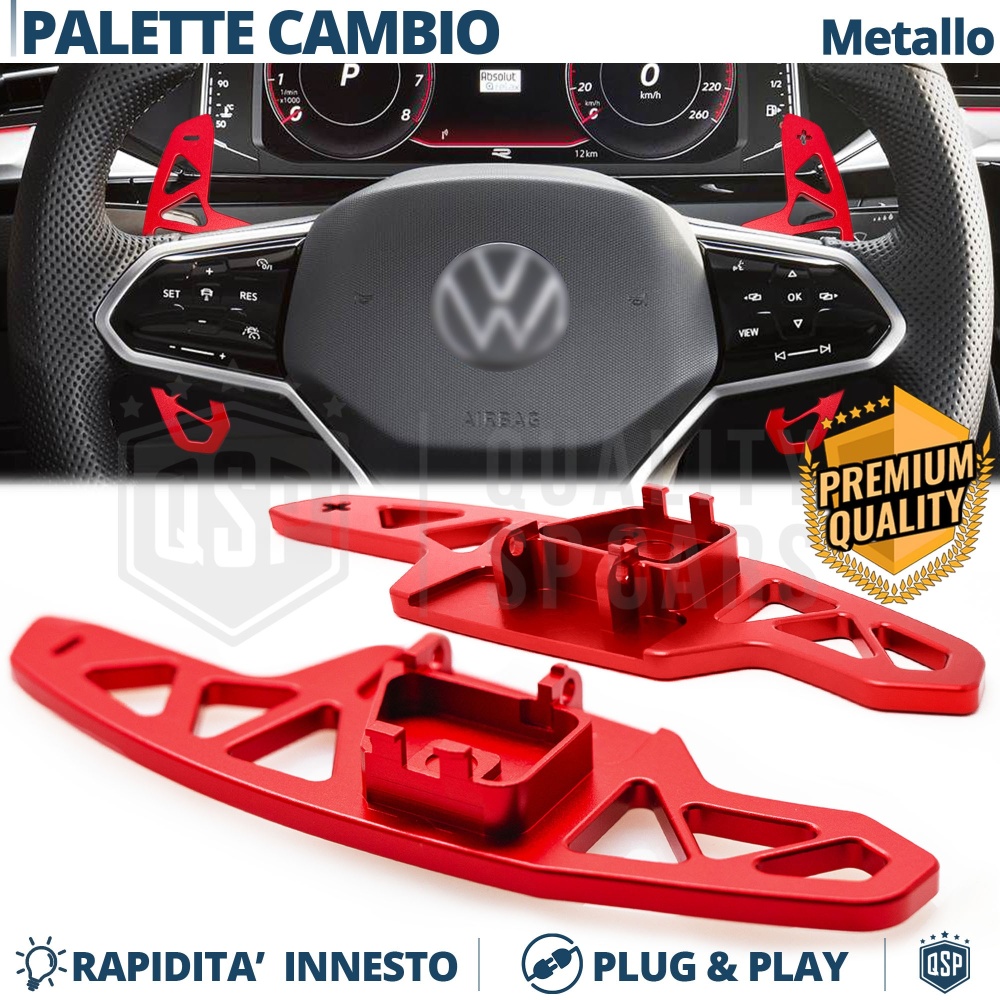 2 Levas de Volante para VOLKSWAGEN | Levas de Cambio de Reemplazo Profesionales de Aluminio Rojo