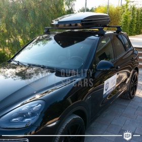 Cofre de Techo de Coche 450 Litros | Portaequipajes Aerodinámico Negro Brillante con Doble Apertura