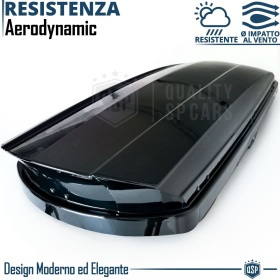 Cofre de Techo de Coche 450 Litros | Portaequipajes Aerodinámico Negro Brillante con Doble Apertura
