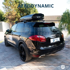 Cofre de Techo de Coche 450 Litros | Portaequipajes Aerodinámico Negro Brillante con Doble Apertura