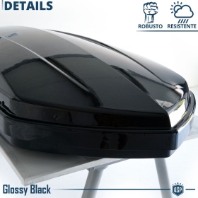 Cofre de Techo de Coche 450 Litros | Portaequipajes Aerodinámico Negro Brillante con Doble Apertura