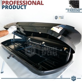 Cofre de Techo de Coche 450 Litros | Portaequipajes Aerodinámico Negro Brillante con Doble Apertura