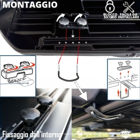 Cofre de Techo de Coche 450 Litros | Portaequipajes Aerodinámico Negro Brillante con Doble Apertura