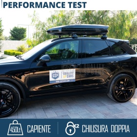 Cofre de Techo de Coche 450 Litros | Portaequipajes Aerodinámico Negro Brillante con Doble Apertura