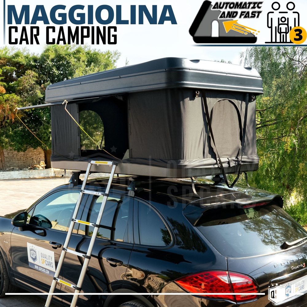 Tienda de Campaña de Techo para Coche Rígida Profesional Aerodinámica | Camping 3 Plazas AMPLIOS ESPACIOS