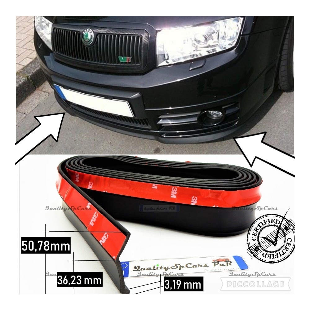 Spoiler Alerón Adhesivo Compatible con SKODA Labio parachoques LIP o Faldones Laterales Negro Flexible Spoiler Alerón Adhesivo Compatible con SKODA Labio parachoques LIP o Faldones Laterales Negro Flexible