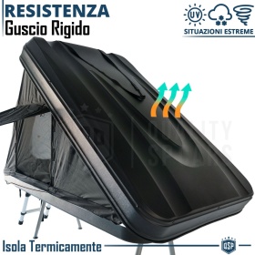 Tienda de Campaña de Techo para Coche Rígida Profesional Aerodinámica | Camping 3 Plazas ALTURA EXTRA