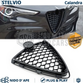 REJILLA Delantera para Alfa Romeo Stelvio Parrilla Tuning NEGRO BRILLANTE Nido de Abeja