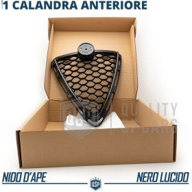 REJILLA Delantera para Alfa Romeo Stelvio Parrilla Tuning NEGRO BRILLANTE Nido de Abeja