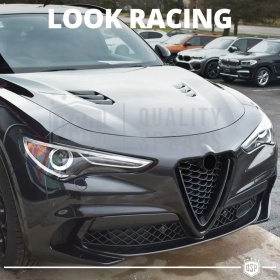REJILLA Delantera para Alfa Romeo Stelvio Parrilla Tuning NEGRO BRILLANTE Nido de Abeja