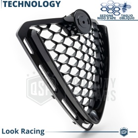 REJILLA Delantera para Alfa Romeo Stelvio Parrilla Tuning NEGRO BRILLANTE Nido de Abeja