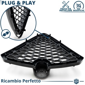 REJILLA Delantera para Alfa Romeo Stelvio Parrilla Tuning NEGRO BRILLANTE Nido de Abeja