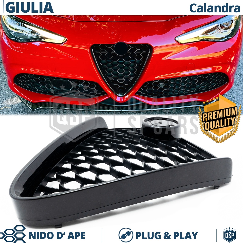 REJILLA Delantera para Alfa Romeo Giulia Parrilla Tuning NEGRO BRILLANTE Nido de Abeja REJILLA Delantera para Alfa Romeo Giulia Parrilla Tuning NEGRO BRILLANTE Nido de Abeja