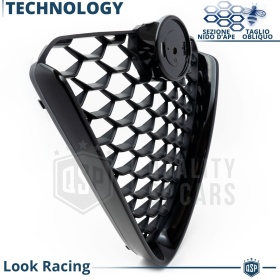 REJILLA Delantera para Alfa Romeo Giulia Parrilla Tuning NEGRO BRILLANTE Nido de Abeja