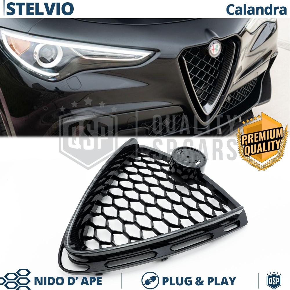 REJILLA Delantera para Alfa Romeo Stelvio Parrilla Tuning CARBÓN NEGRO Nido de Abeja REJILLA Delantera para Alfa Romeo Stelvio Parrilla Tuning CARBÓN NEGRO Nido de Abeja