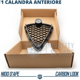 REJILLA Delantera para Alfa Romeo Stelvio Parrilla Tuning CARBÓN NEGRO Nido de Abeja