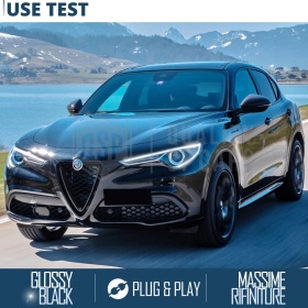 Borde de Rejilla para Alfa Romeo Stelvio, Forma de V Negro Brillante | Borde Decorativo Tuning