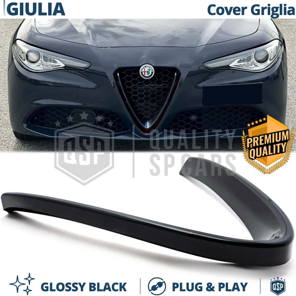 Borde de Rejilla para Alfa Romeo Giulia, Forma de V Negro Brillante | Borde Decorativo Tuning Borde de Rejilla para Alfa Romeo Giulia, Forma de V Negro Brillante | Borde Decorativo Tuning