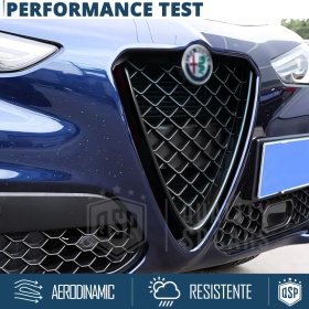 Borde de Rejilla para Alfa Romeo Giulia, Forma de V Negro Brillante | Borde Decorativo Tuning