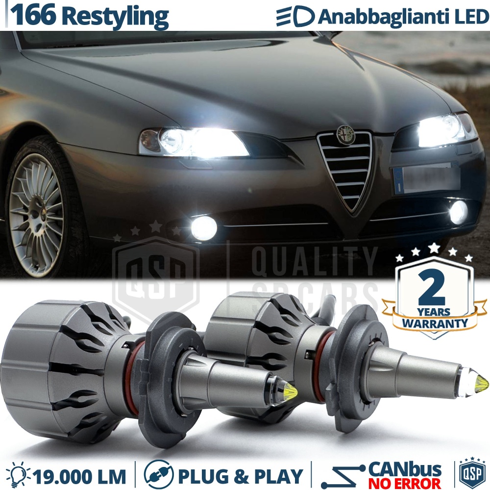 Kit Full LED H7 Per Alfa 166 03-07 Luci Anabbaglianti LED Bianco Potente CANbus | 6000K 19000LM