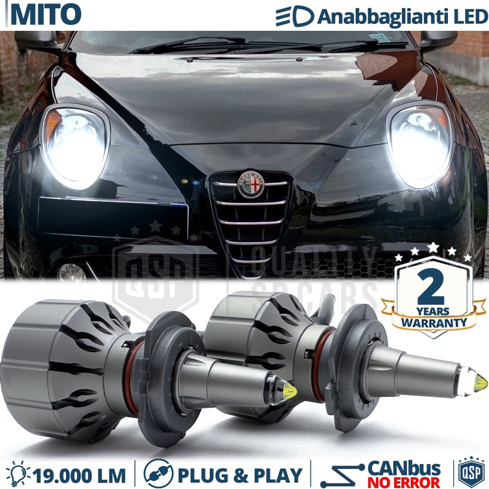 Kit LED H7 para Alfa Mito Luces de Cruce | Bombillas LED CANbus Blanco Frío | 6000K 19000LM