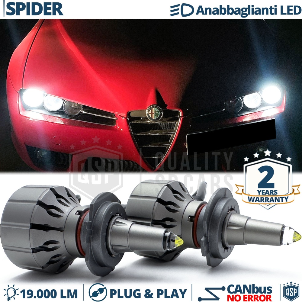 Kit LED H7 para Alfa Spider 06-10 Luces de Cruce | Bombillas LED CANbus Blanco Frío | 6000K 19000LM