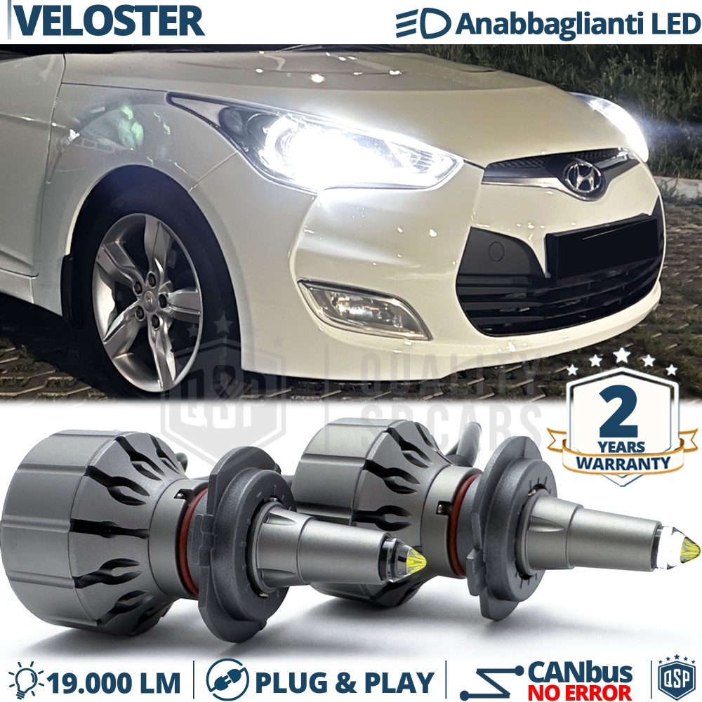 Kit LED H7 para Hyundai Veloster Luces de Cruce | Bombillas LED CANbus Blanco Frío | 6000K 19000LM