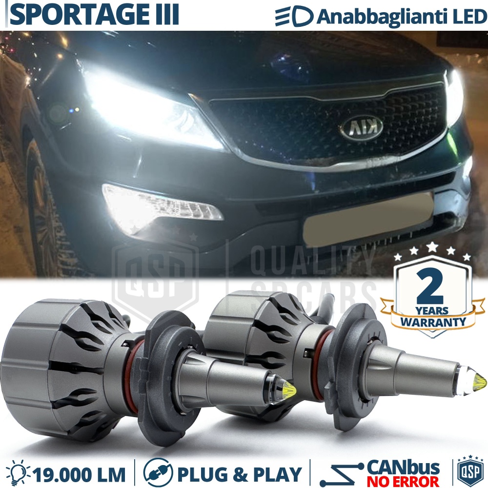 Kit LED H7 para Kia Sportage 3 Luces de Cruce | Bombillas LED CANbus Blanco Frío | 6000K 19000LM