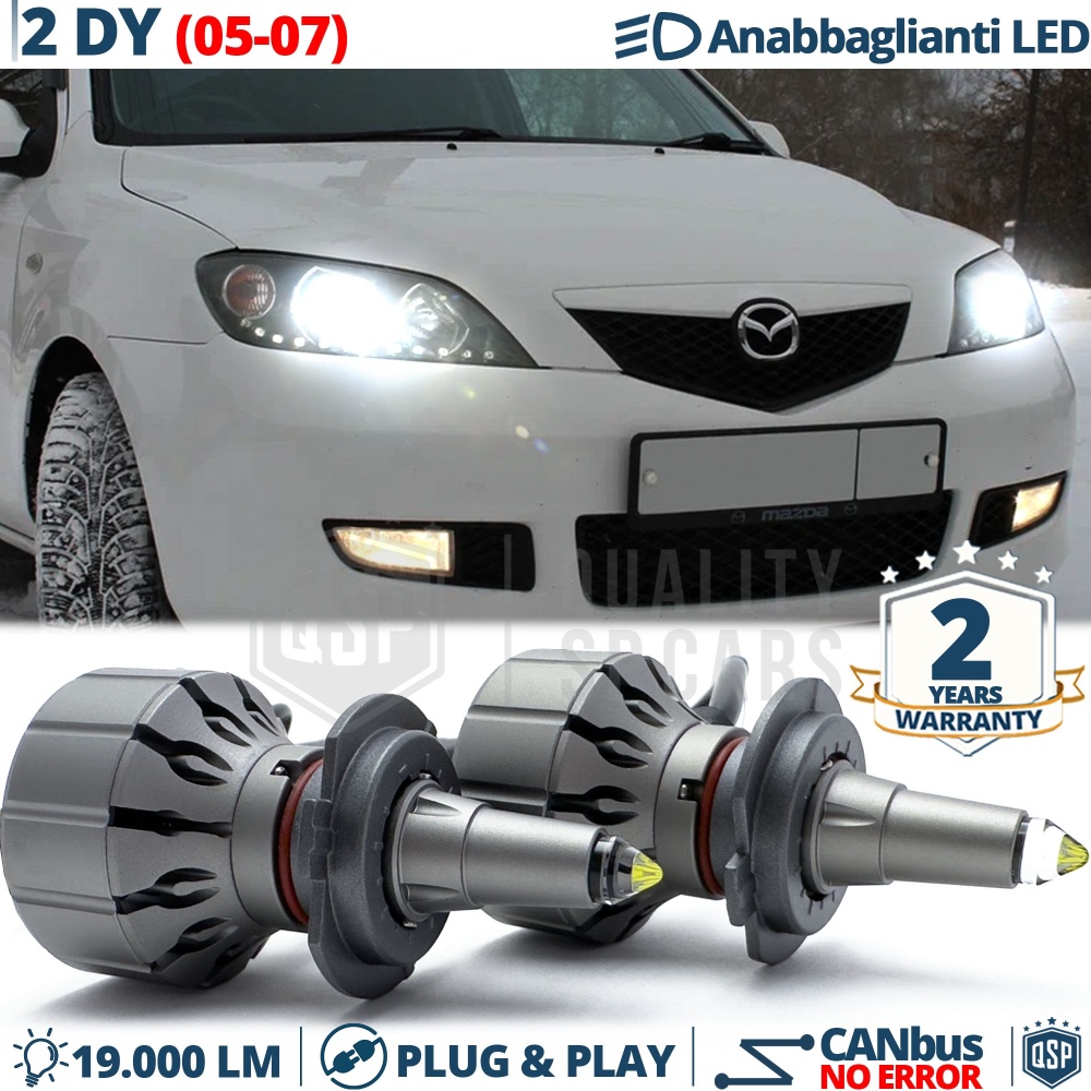 Kit LED H7 para Mazda 2 DY 05-07 Luces de Cruce | Bombillas LED CANbus Blanco Frío | 6000K 19000LM