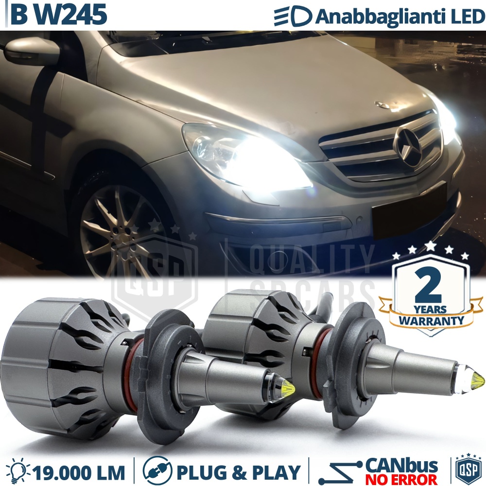 Kit LED H7 para Mercedes Clase B W245 Luces de Cruce | Bombillas LED CANbus Blanco Frío | 6000K 19000LM