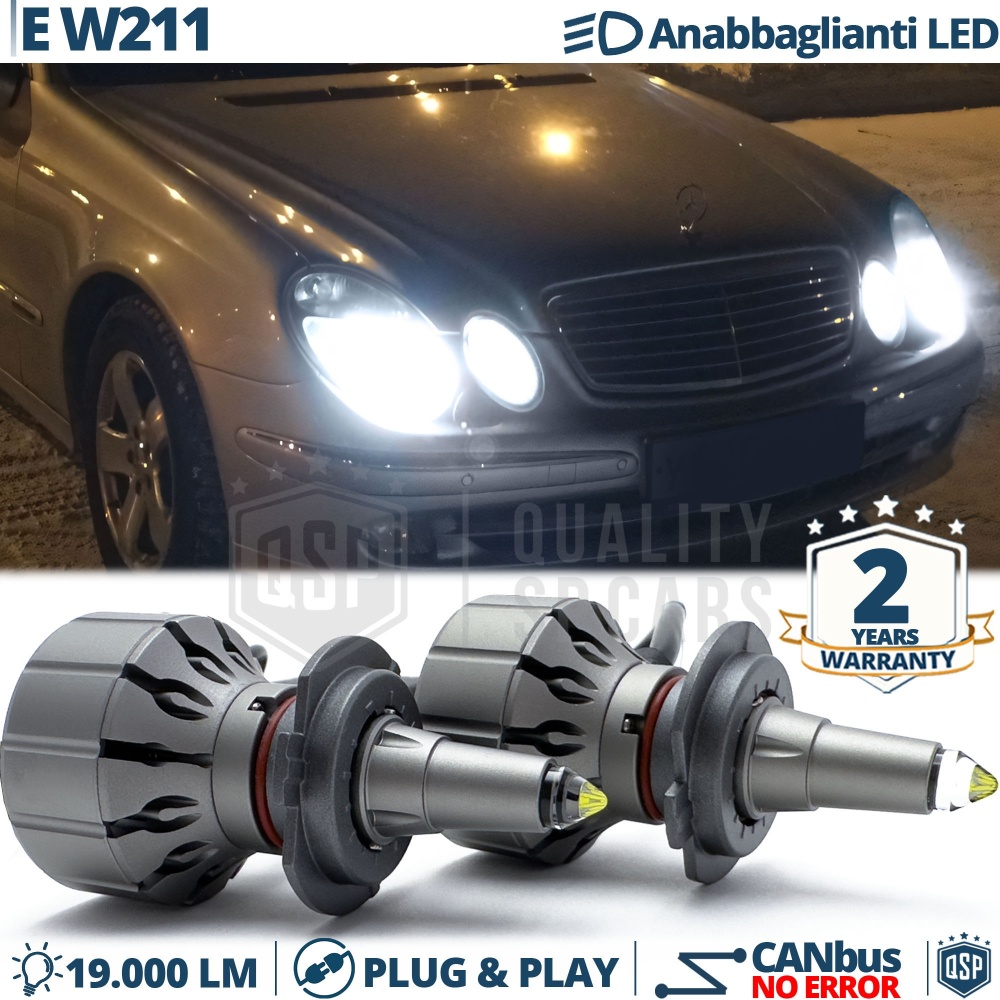 Kit LED H7 para Mercedes Clase E W211 Luces de Cruce | Bombillas LED CANbus Blanco Frío | 6000K 19000LM
