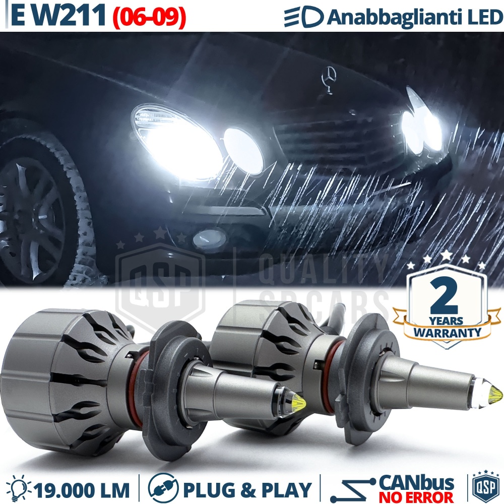 H7 LED Kit for Mercedes E Class W211 06-09 Low Beam | Led Bulbs Ice White CANbus 111W | 6000K 19000LM