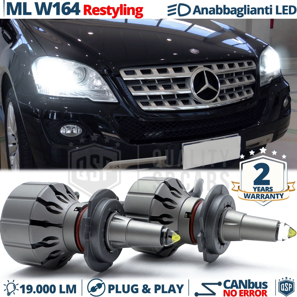 Kit LED H7 para Mercedes ML W164 07-11 Luces de Cruce | Bombillas LED CANbus Blanco Frío | 6000K 19000LM
