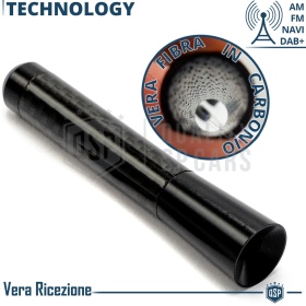 Universal Screw Aerial Antenna 8 CM Carbon Fiber REAL AM-FM-DAB Radio Reception