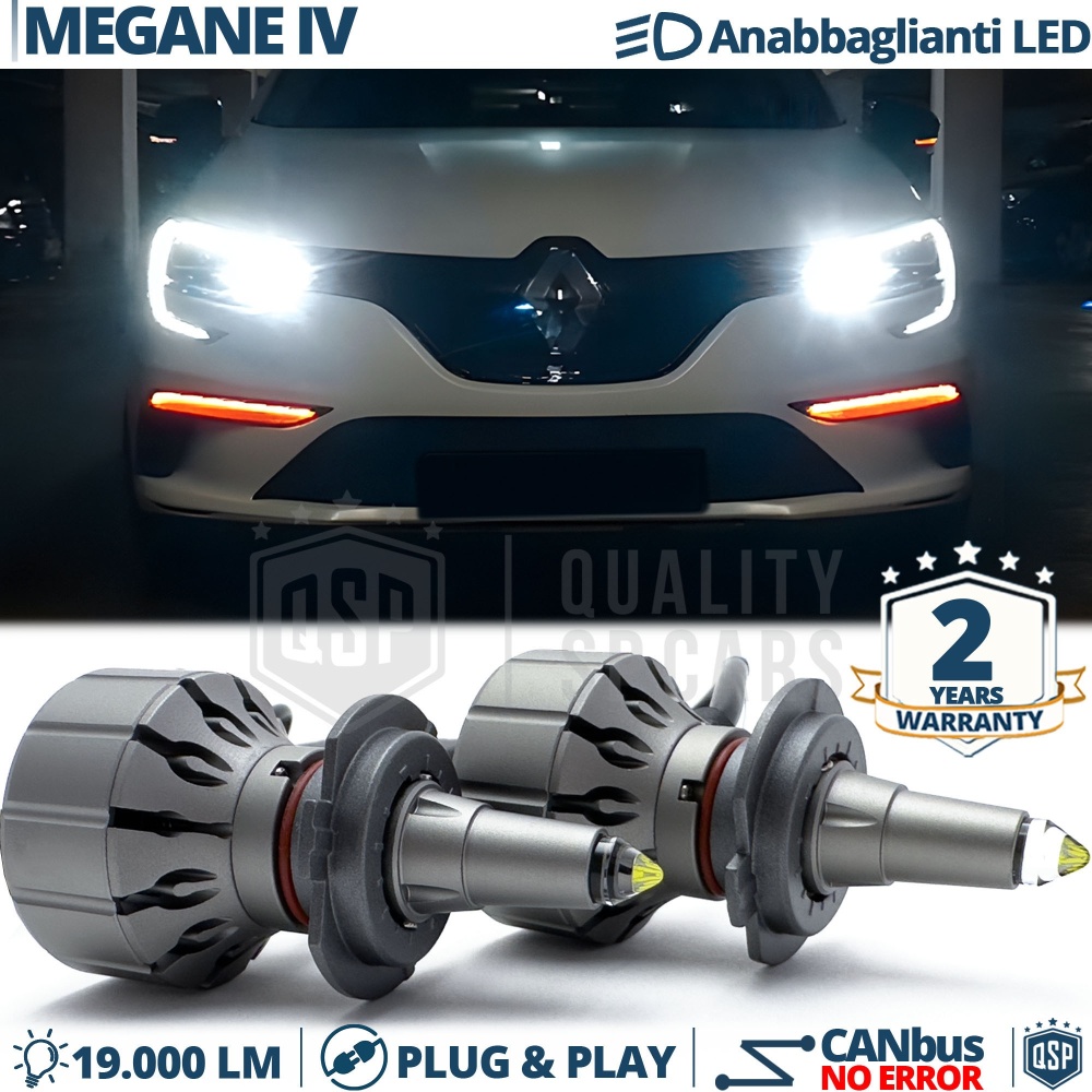 Kit LED H7 para Renault Megane 4 Luces de Cruce | Bombillas LED CANbus Blanco Frío | 6000K 19000LM