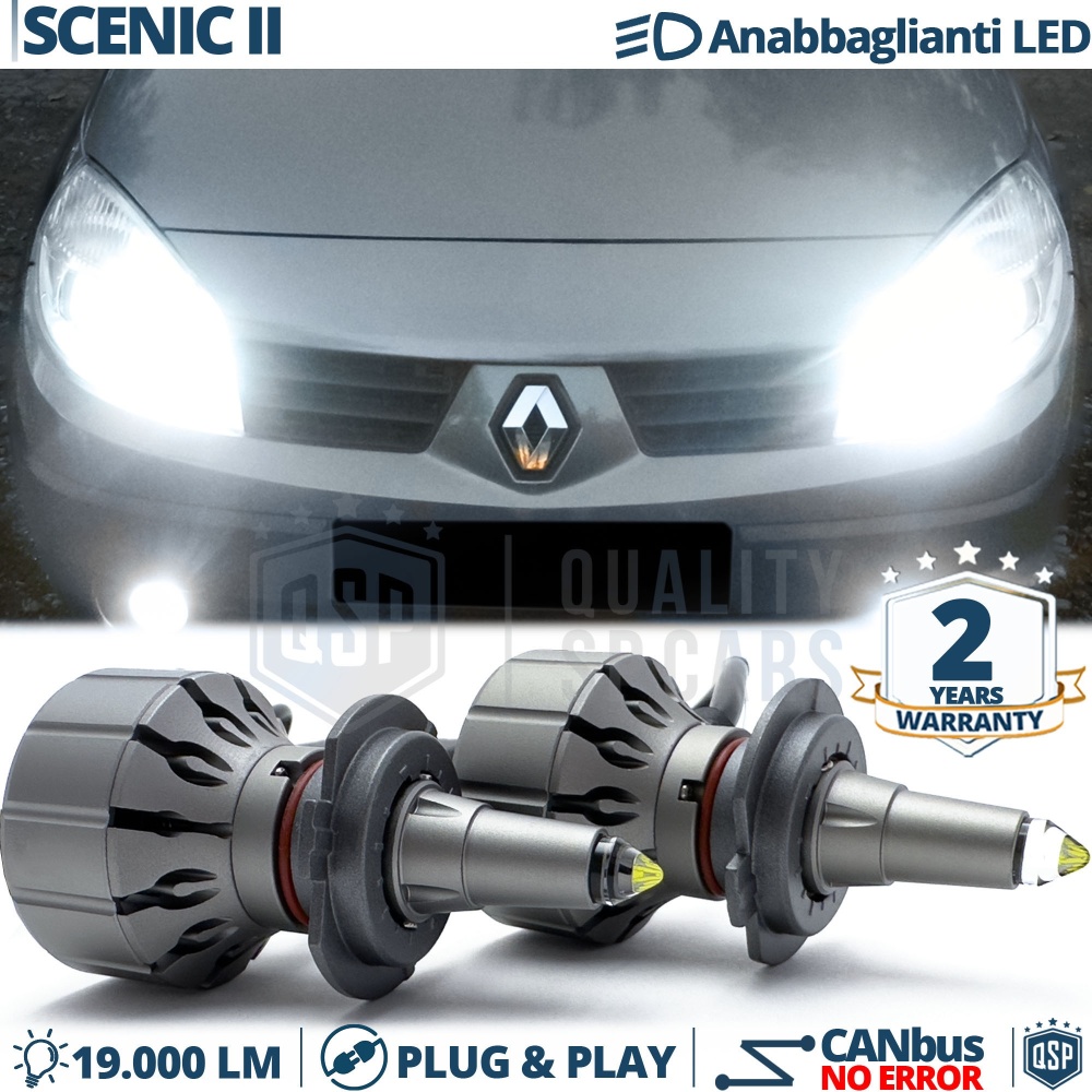 Kit LED H7 para Renault Scenic 2 Luces de Cruce | Bombillas LED CANbus Blanco Frío | 6000K 19000LM