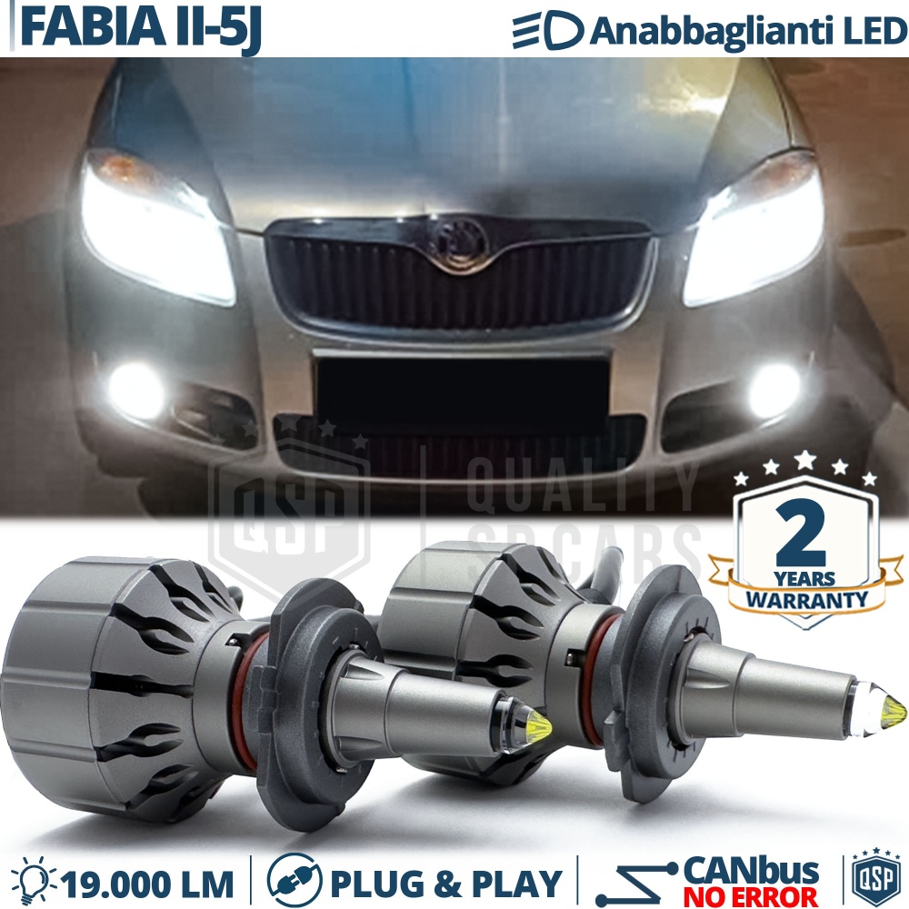 Kit Full LED H7 Per Skoda Fabia 2 5J Luci Anabbaglianti LED Bianco Potente CANbus | 6000K 19000LM