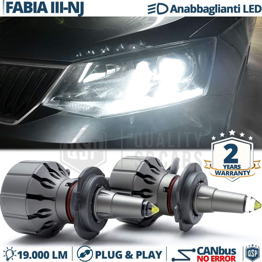 Kit LED H7 para Skoda Fabia 3 NJ 14-18 Luces de Cruce | Bombillas LED CANbus Blanco Frío | 6000K 19000LM
