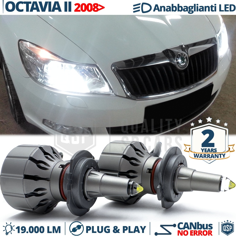 H7 LED Kit for Skoda Octavia 2 08-12 Low Beam | Led Bulbs Ice White CANbus 111W | 6000K 19000LM