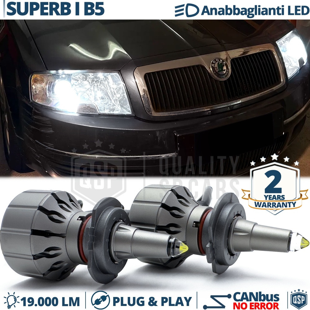 Kit LED H7 para Skoda Superb 1 B5 Luces de Cruce | Bombillas LED CANbus Blanco Frío | 6000K 19000LM
