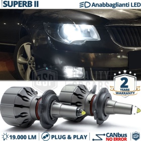 Kit LED H7 para Skoda Superb 2 Luces de Cruce | Bombillas LED CANbus Blanco Frío | 6000K 19000LM