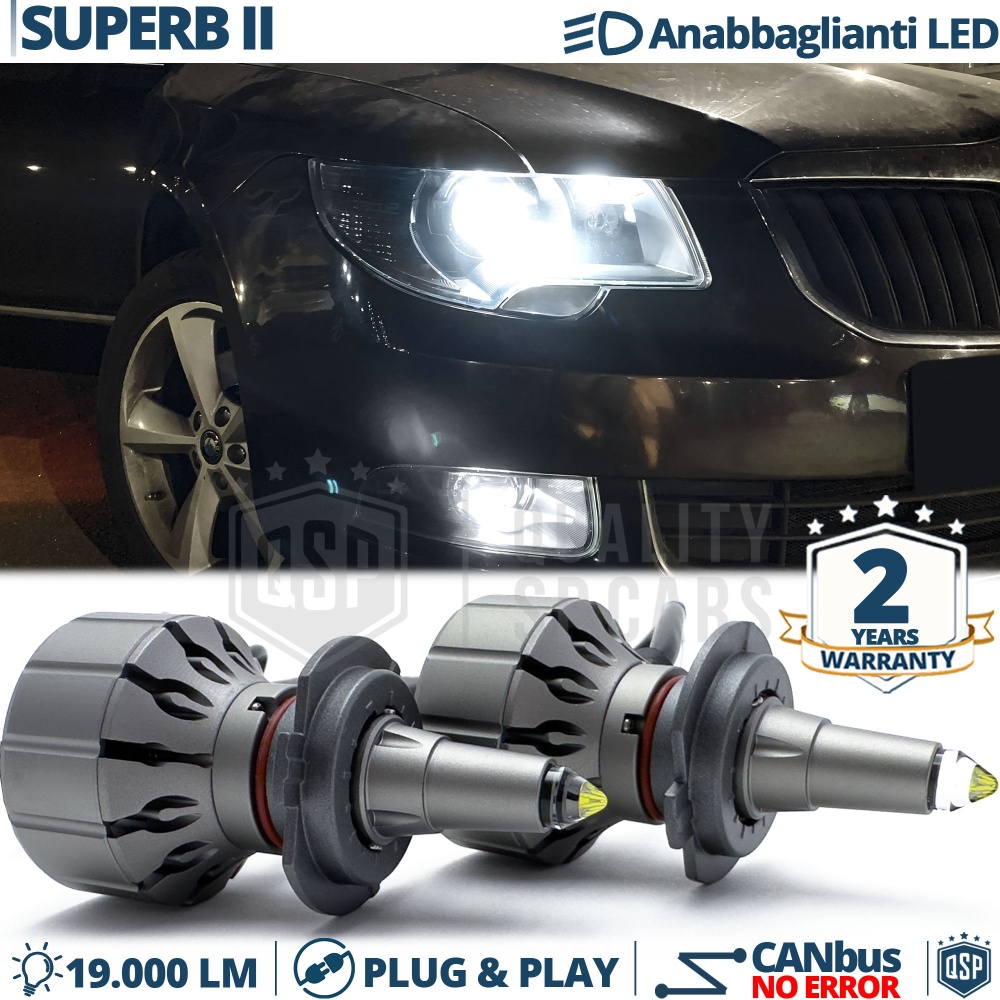 Kit LED H7 para Skoda Superb 2 Luces de Cruce | Bombillas LED CANbus Blanco Frío | 6000K 19000LM