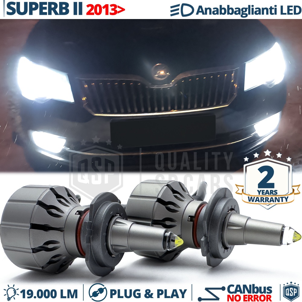 Kit LED H7 para Skoda Superb 2 13-15 Luces de Cruce | Bombillas LED CANbus Blanco Frío | 6000K 19000LM