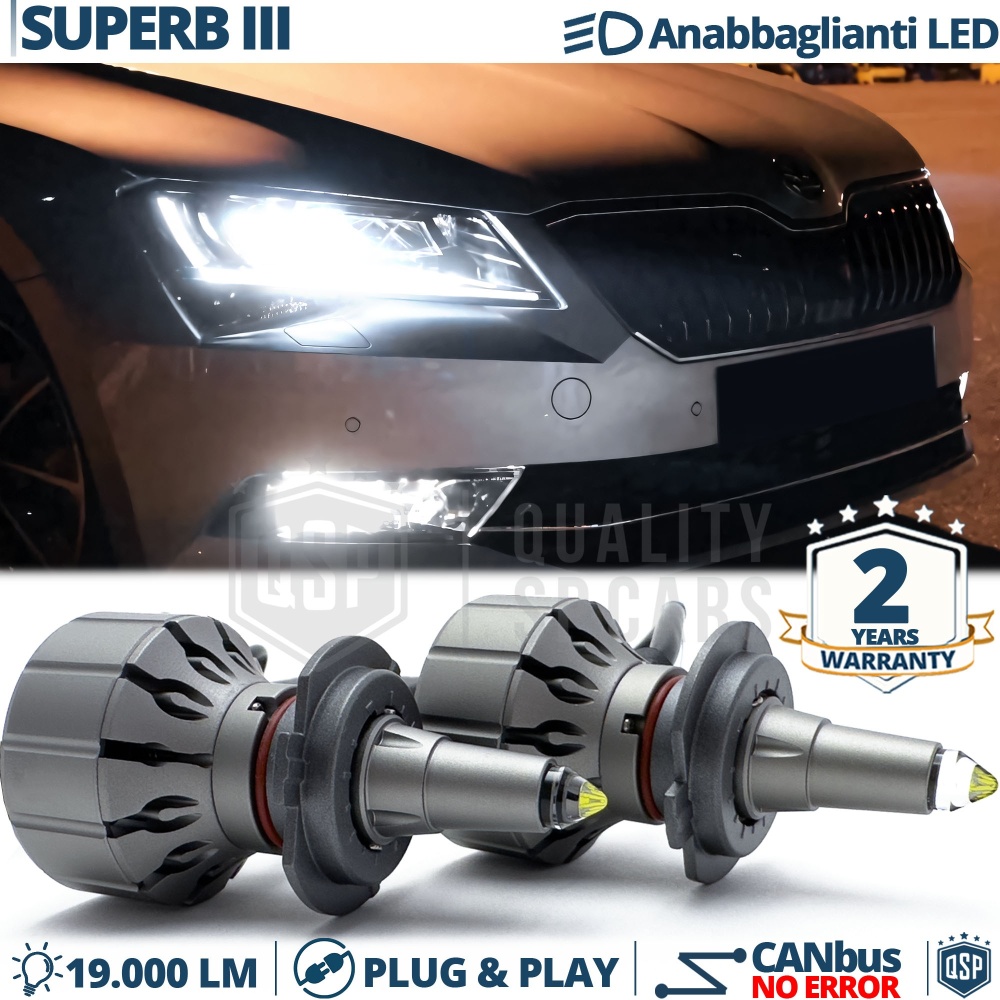 H7 LED Kit for Skoda Superb 3 Low Beam | Led Bulbs Ice White CANbus 111W | 6000K 19000LM