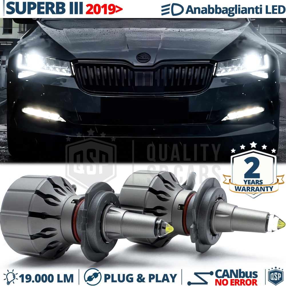 Kit LED H7 para Skoda Superb 3 desde 2019 Luces de Cruce | Bombillas LED CANbus Blanco Frío | 6000K 19000LM