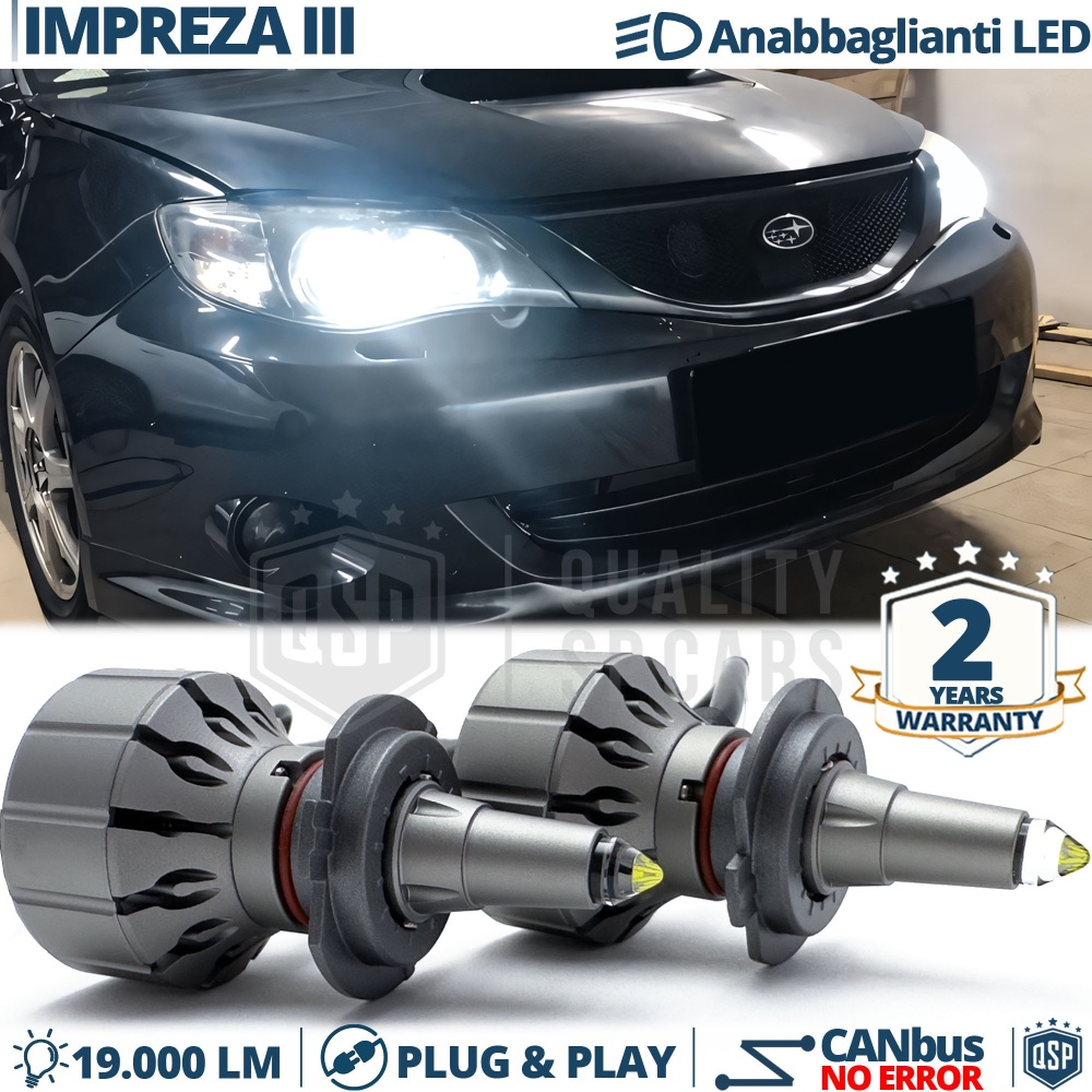 Kit Full LED H7 Per Subaru Impreza 3 Luci Anabbaglianti LED Bianco Potente CANbus | 6000K 19000LM